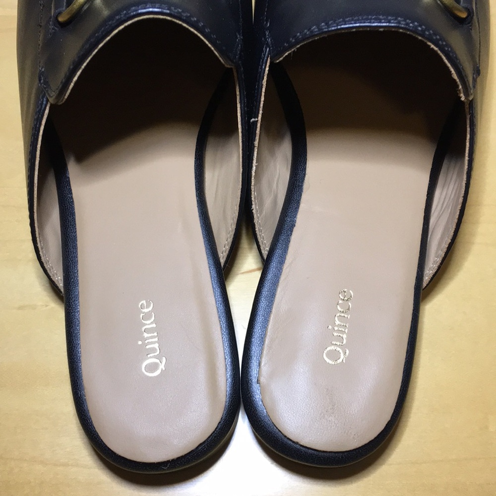 Quince Italian Leather Horsebit Loafer Mule Black w Gold Women’s Size 8.5 - Picture 6 of 9